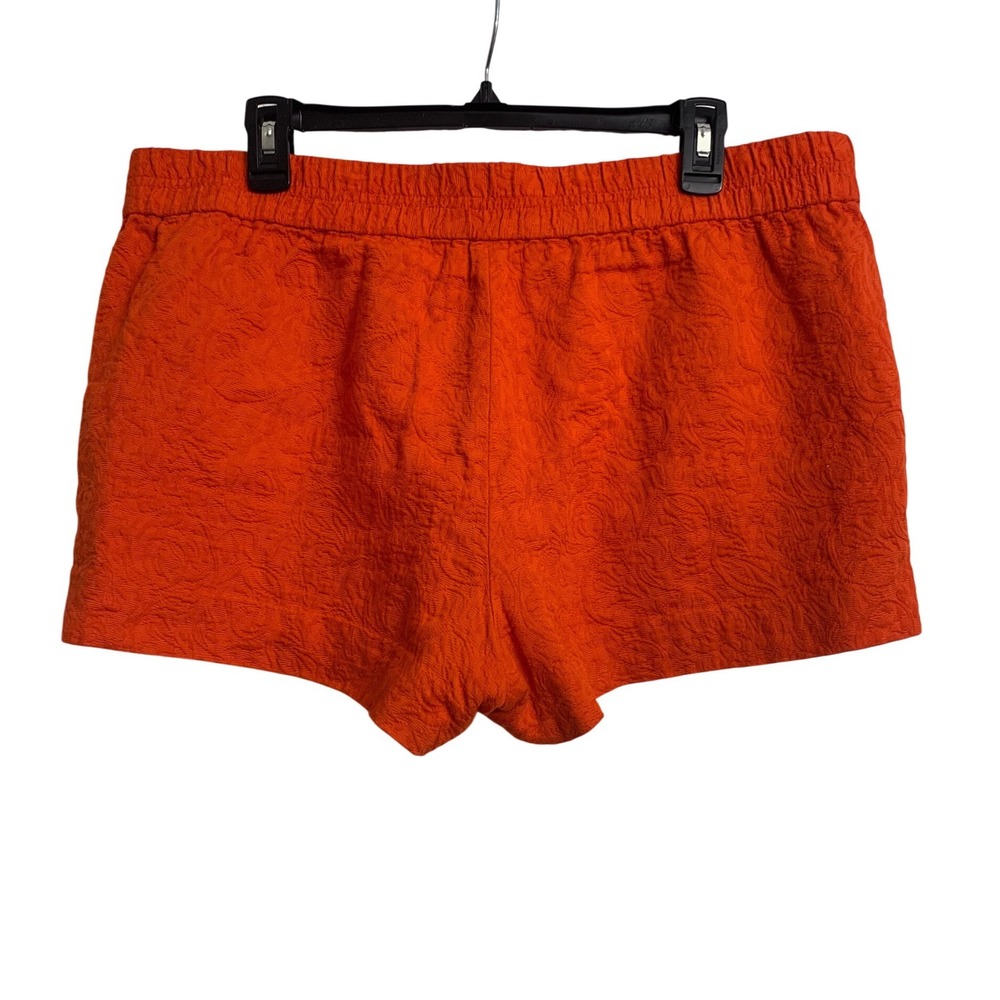 J.Crew Orange Paisley Jacquard Pull On Shorts 14 Elastic‎ Waist Pocket - Picture 3 of 10